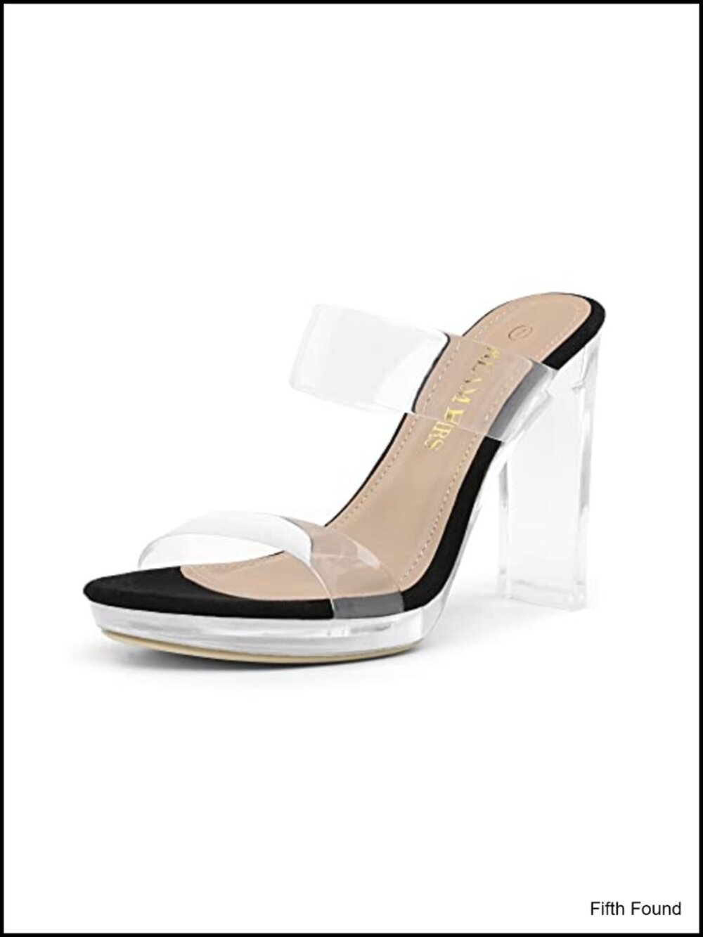 Women's Clear Strap Open Toe High Heels Chunky Block Heel Dress Sandals